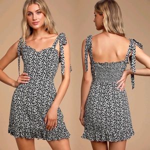 Lulus Black and White Floral Print Mini Dress